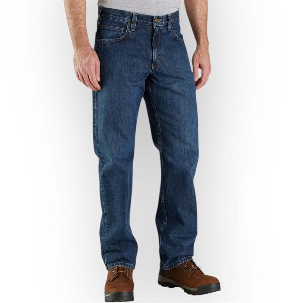 Carhartt Men's Blue Jeans RELAXED STRAIGHT JEAN cotton